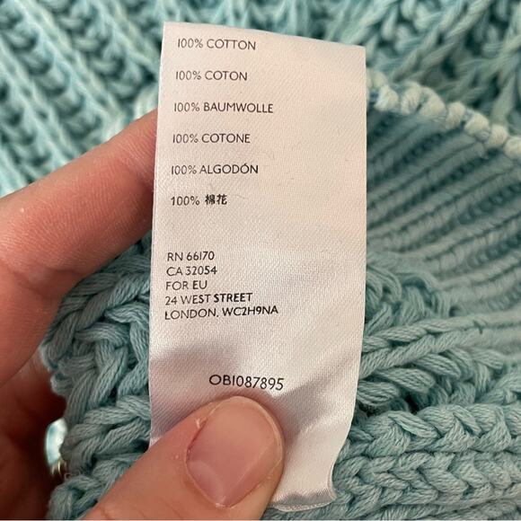 Free People Sweetheart Mock Neck Chunky Sweater in Ocean Pearl Blue Size S - Picture 6 of 7